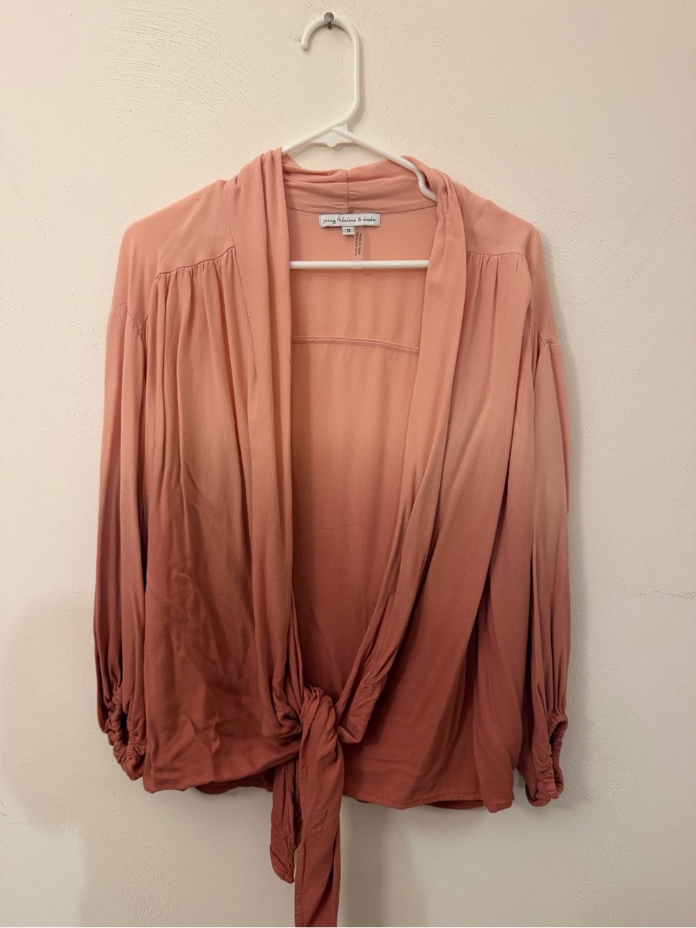 Young Fabulous & Broke Pink to Rust Ombre Tie-Front Cardigan